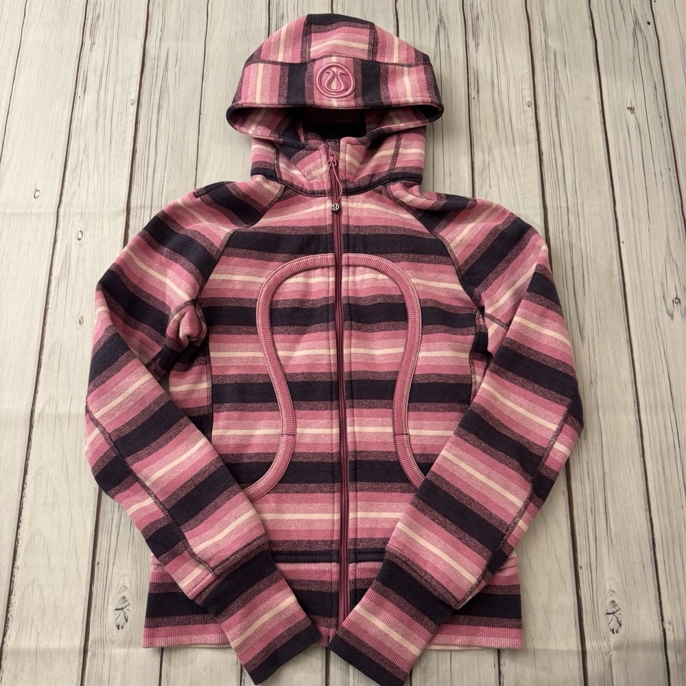 Lululemon‎ Scuba Hoodie Stripes Pink Ombré Smoky Rose Vintage Rare Size 6 Rare